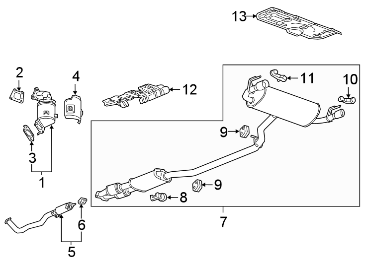 Diagram EXHAUST SYSTEM. EXHAUST COMPONENTS. for your 2019 Chevrolet Camaro  SS Coupe 