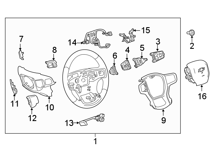 Diagram STEERING WHEEL & TRIM. for your 2021 Chevrolet Blazer RS Sport Utility  