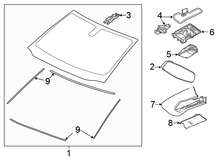 Diagram WINDSHIELD. GLASS. REVEAL MOLDINGS. for your 2020 Chevrolet Spark  LS Hatchback 