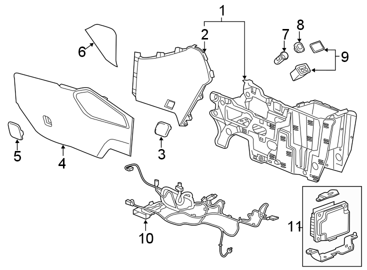 Diagram CENTER CONSOLE. for your 2024 Chevrolet Camaro   