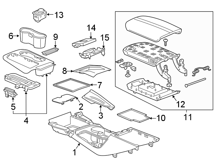 Diagram Center console. for your 2018 Chevrolet Spark  LS Hatchback 