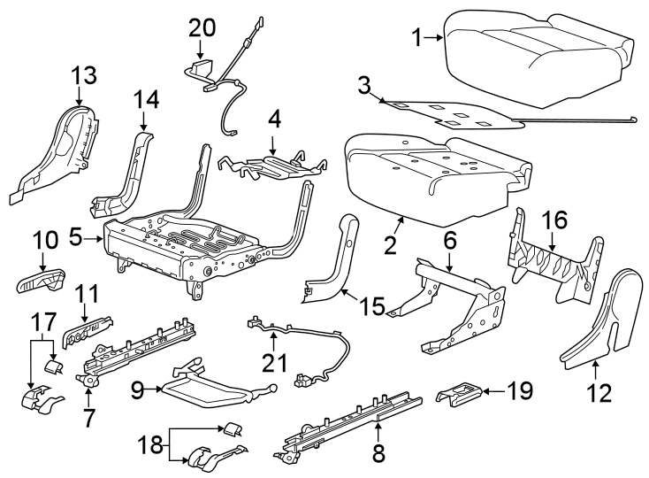 Diagram SEATS & TRACKS. REAR SEAT COMPONENTS. for your 1999 Buick Century   