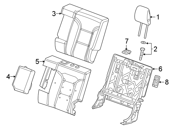 Diagram SEATS & TRACKS. REAR SEAT COMPONENTS. for your Cadillac ATS  