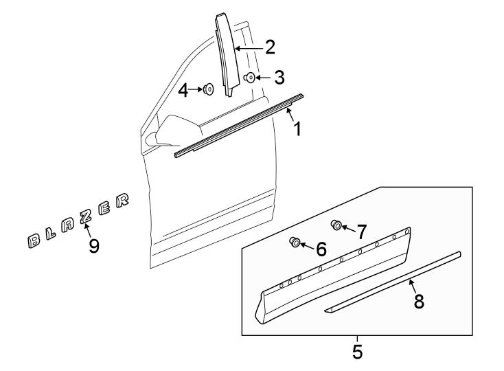 5FRONT DOOR. EXTERIOR TRIM.https://images.simplepart.com/images/parts/motor/fullsize/GF19525.png