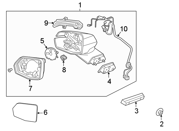 Diagram Front door. Outside mirrors. for your 2025 Cadillac XT4   