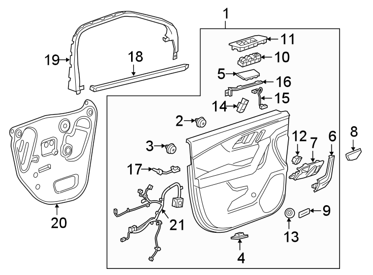 Diagram FRONT DOOR. INTERIOR TRIM. for your Chevrolet Spark  