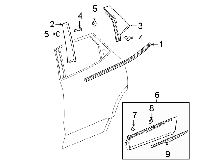 3REAR DOOR. EXTERIOR TRIM.https://images.simplepart.com/images/parts/motor/fullsize/GF19555.png