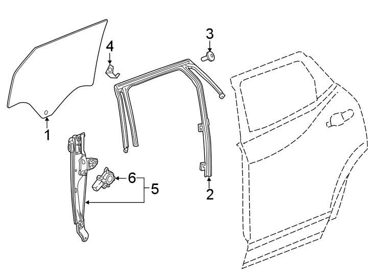 Diagram REAR DOOR. GLASS & HARDWARE. for your 2014 Chevrolet Spark 1.2L Ecotec M/T LS Hatchback 