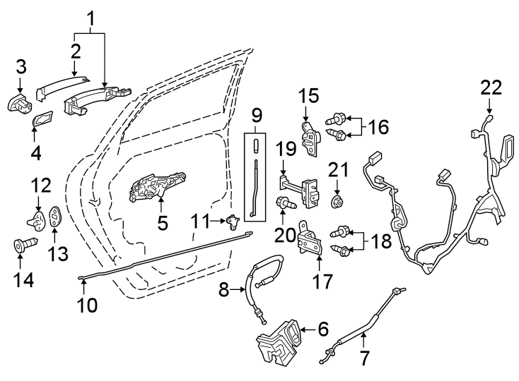 Diagram REAR DOOR. LOCK & HARDWARE. for your 2014 Chevrolet Spark   