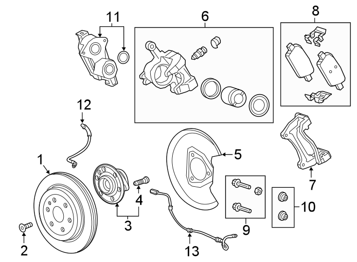 Diagram REAR SUSPENSION. BRAKE COMPONENTS. for your 2012 Cadillac Escalade    