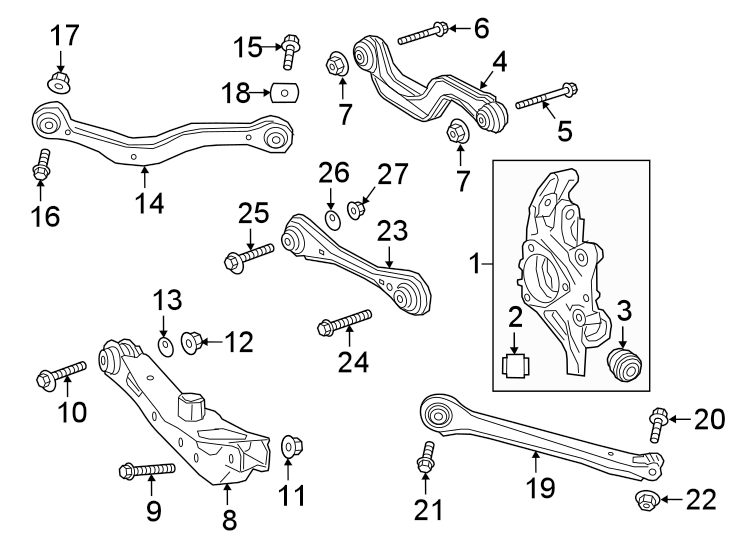 Diagram REAR SUSPENSION. SUSPENSION COMPONENTS. for your 2022 Chevrolet Equinox  Premier Sport Utility 