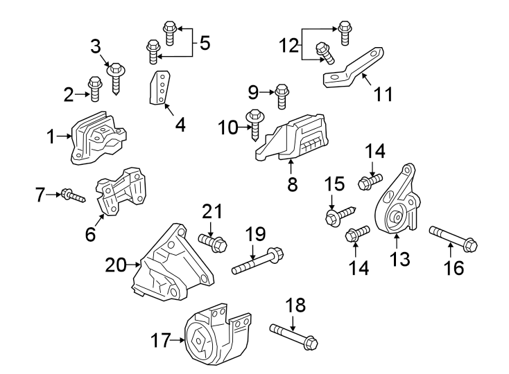 Diagram ENGINE / TRANSAXLE. ENGINE & TRANS MOUNTING. for your 2011 GMC Sierra 2500 HD 6.0L Vortec V8 FLEX A/T 4WD SLT Crew Cab Pickup 