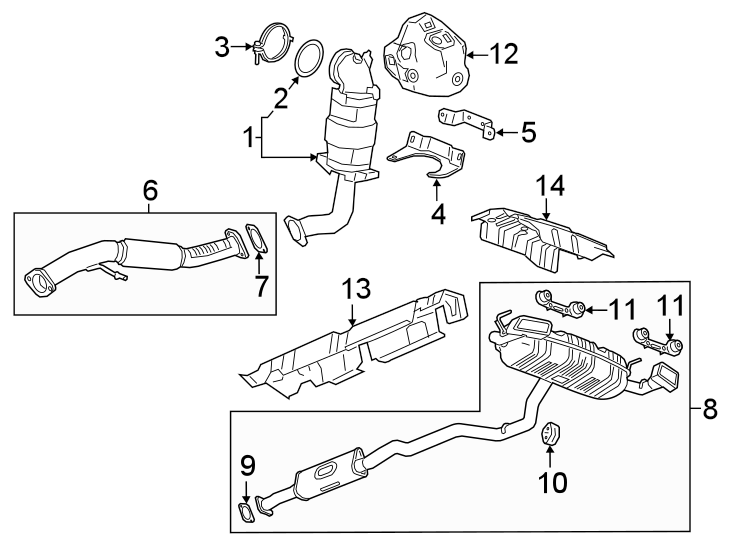 Diagram EXHAUST SYSTEM. EXHAUST COMPONENTS. for your 2024 Chevrolet Camaro  LT Convertible 