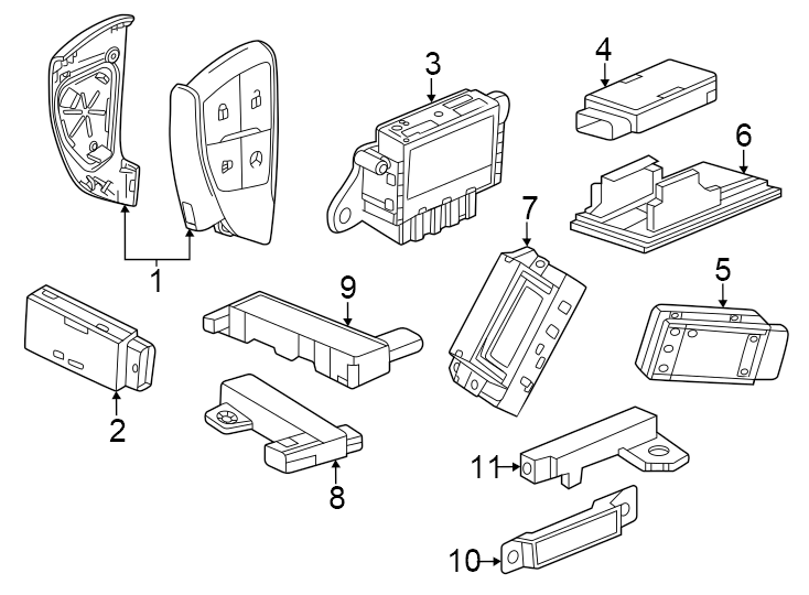 11#1. #2. Center console. Front bumper. Labeled: 13535318. Labeled: 13547757. Labeled: 85013684. Labeled: 85611755. Labeled: 86573927. Rear bumper. Rear floor. Rear roof.https://images.simplepart.com/images/parts/motor/fullsize/GF24215.png