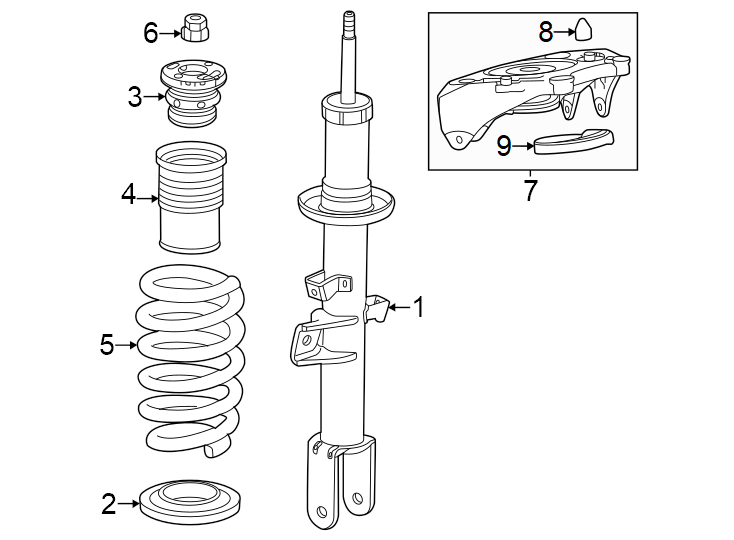 Diagram Front suspension. Struts & components. for your 2015 GMC Sierra 2500 HD 6.0L Vortec V8 A/T RWD Base Extended Cab Pickup Fleetside 