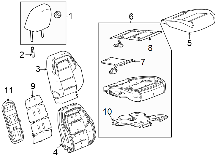 21ST design. 2ND design. Cloth. Covers & pads. Lt. Seat back. Seat cushion. Vinyl. W/O vented. W/VENTED.https://images.simplepart.com/images/parts/motor/fullsize/GF24470.png