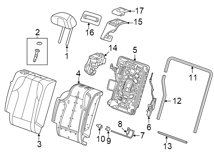 Diagram Seats & tracks. Rear seat components. for your Cadillac ATS  