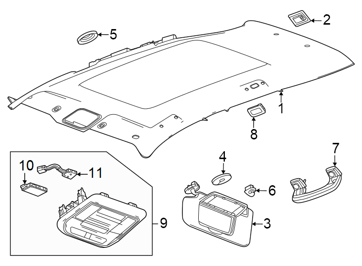 Diagram Roof. Interior trim. for your 2013 Buick Enclave  Base Sport Utility 3.6L V6 A/T AWD 