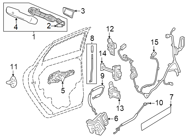 2Inside handle. Outside handle. W/O premium audio. W/PREMIUM audio.https://images.simplepart.com/images/parts/motor/fullsize/GF24630.png