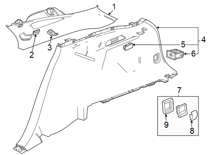 Diagram Quarter panel. Interior trim. for your 2002 GMC Sierra 3500 6.0L Vortec V8 A/T RWD SLE Standard Cab Pickup 