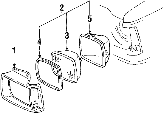 Diagram FRONT LAMPS. HEADLAMP COMPONENTS. for your 2003 GMC Sierra 2500 HD 6.0L Vortec V8 A/T RWD SLE Standard Cab Pickup 