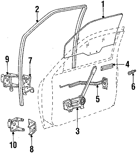 Diagram GLASS & HARDWARE. for your 2022 Chevrolet Spark  LS Hatchback 