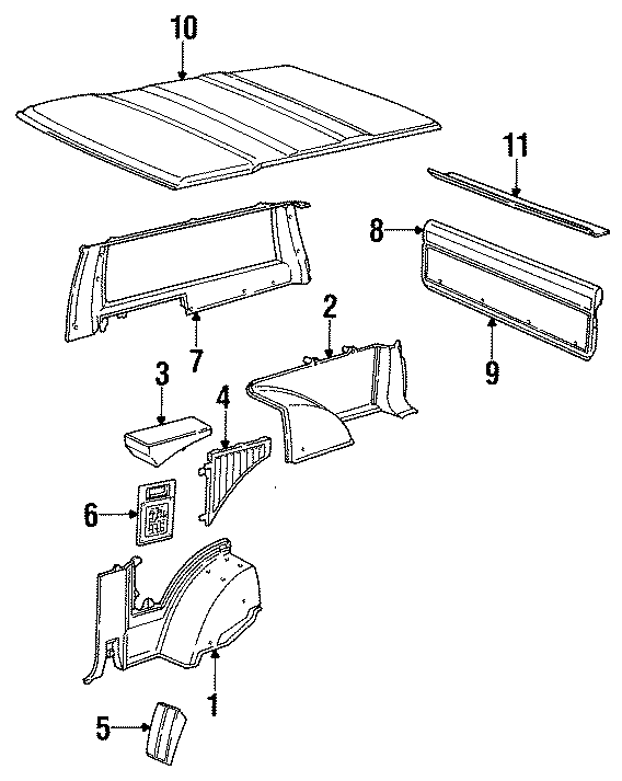 Full size assembly image of INTERIOR TRIM. HEADLINER. QUARTER PANEL TRIM. TAIL GATE. (1/1)