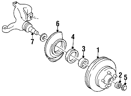 Diagram FRONT SUSPENSION. BRAKE COMPONENTS. for your 1995 Chevrolet S10  LS Standard Cab Pickup Fleetside 2.2L Vortec A/T 4WD 