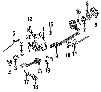 Diagram STEERING COLUMN HARDWARE. for your 1992 Chevrolet K3500  Scottsdale Cab & Chassis Fleetside 6.2L V8 DIESEL A/T 