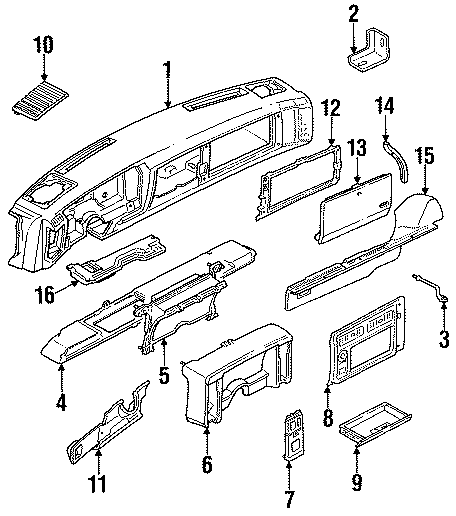 Gmc Typhoon Instrument Panel Center Support. Body - 15590493 | GM Parts ...