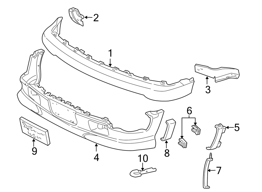 Diagram FRONT BUMPER. BUMPER & COMPONENTS. for your 2018 Chevrolet Suburban  LT Sport Utility  