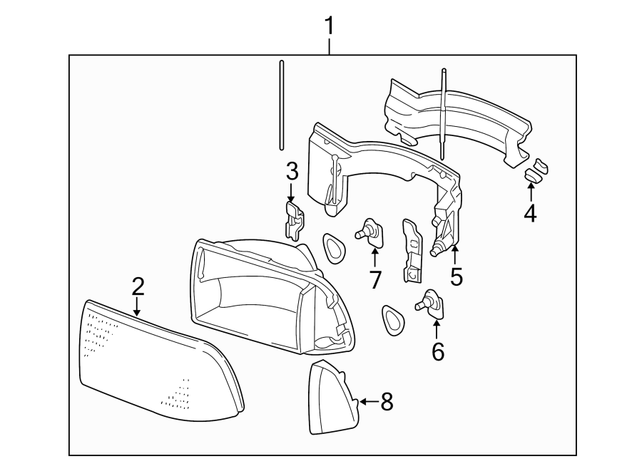 Diagram FRONT LAMPS. HEADLAMP COMPONENTS. for your 1994 Pontiac Firebird    