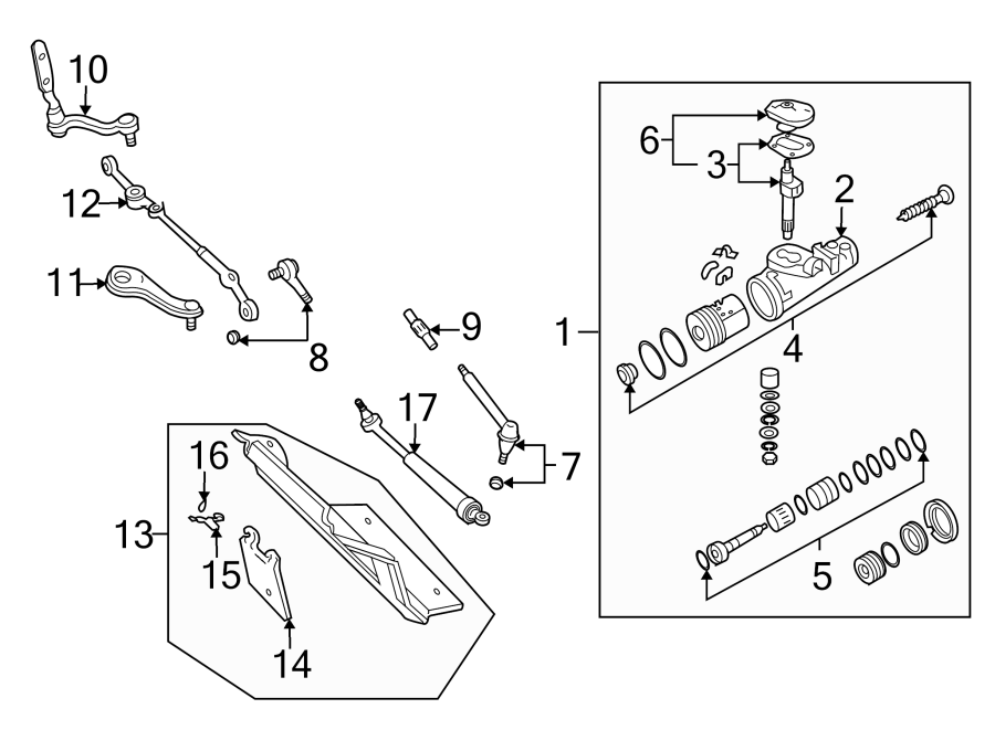 Diagram STEERING GEAR & LINKAGE. for your 2015 GMC Sierra 2500 HD 6.6L Duramax V8 DIESEL A/T RWD SLE Standard Cab Pickup Fleetside 