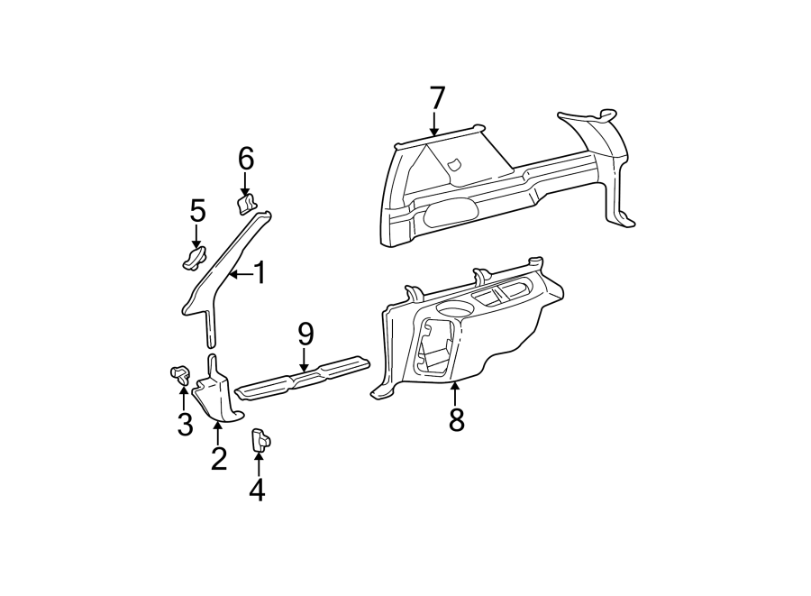 Diagram PILLARS. ROCKER & FLOOR. INTERIOR TRIM. for your 2020 Chevrolet Equinox Premier Sport Utility  