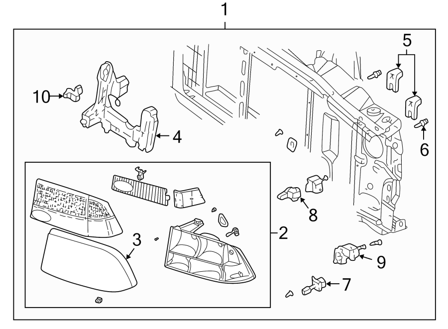 Diagram FRONT LAMPS. HEADLAMP COMPONENTS. for your 2005 Chevrolet Blazer   