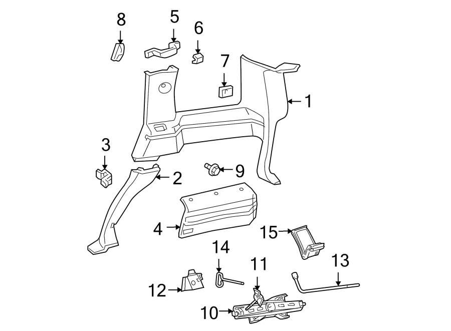 Diagram QUARTER PANEL. INTERIOR TRIM. for your 2016 Chevrolet Spark 1.4L Ecotec CVT LT Hatchback 