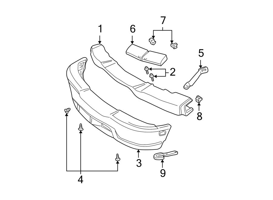 Diagram FRONT BUMPER. BUMPER & COMPONENTS. for your 2019 GMC Sierra 2500 HD 6.6L Duramax V8 DIESEL A/T RWD Denali Crew Cab Pickup Fleetside 