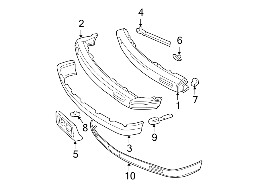 Diagram FRONT BUMPER. BUMPER & COMPONENTS. for your 2018 Chevrolet Suburban  LT Sport Utility  