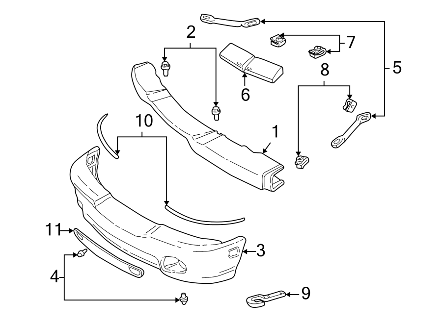 Diagram FRONT BUMPER. BUMPER & COMPONENTS. for your 2018 Chevrolet Suburban  LT Sport Utility  