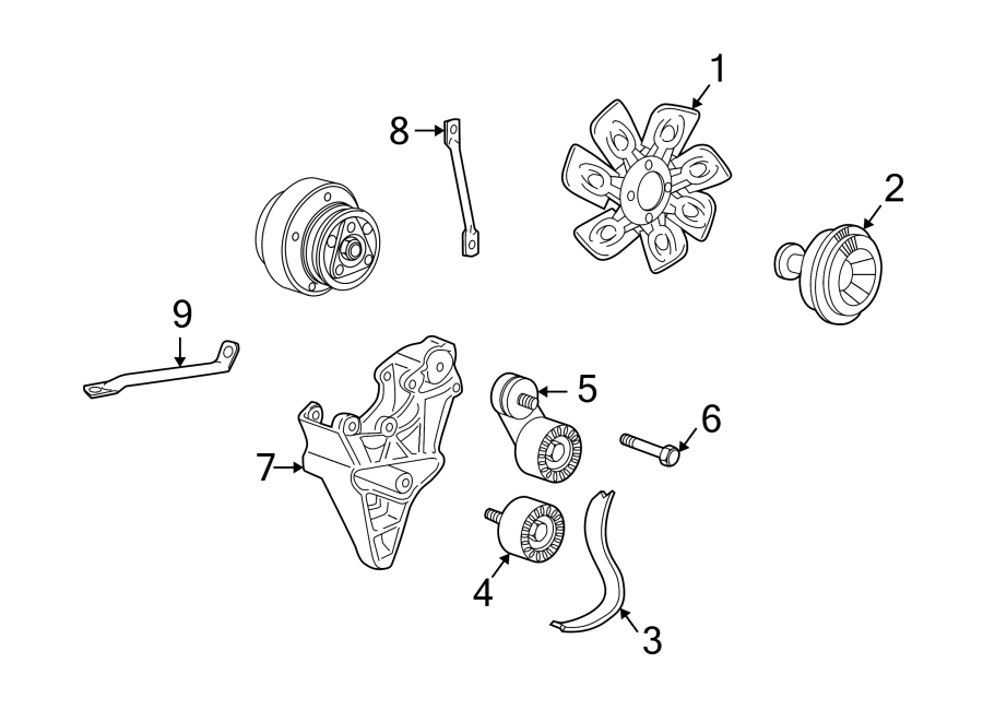 Diagram BELTS & PULLEYS. COOLING FAN. for your Cadillac Escalade EXT  