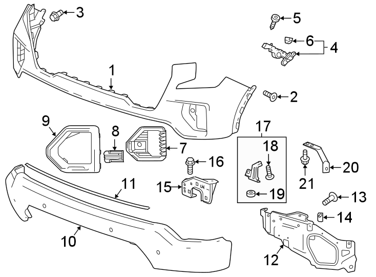 Diagram FRONT BUMPER. BUMPER & COMPONENTS. for your 2020 Chevrolet Spark   