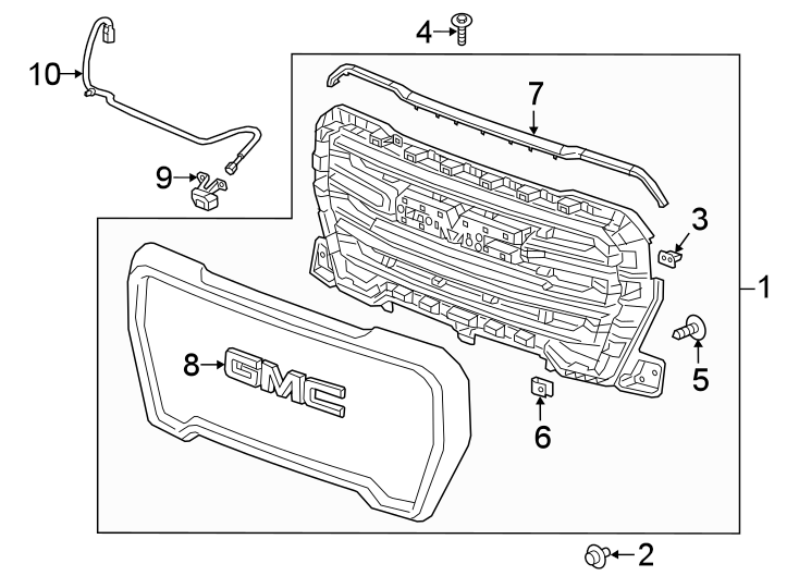 GRILLE & COMPONENTS. Diagram