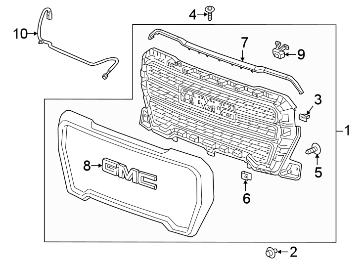 GRILLE & COMPONENTS. Diagram