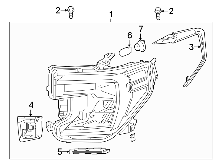 Diagram FRONT LAMPS. HEADLAMP COMPONENTS. for your 2021 Chevrolet Suburban    