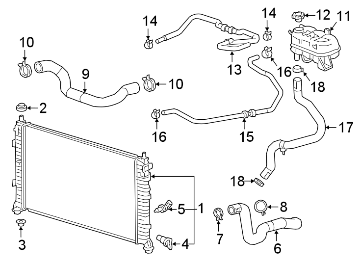 Diagram RADIATOR & COMPONENTS. for your 2024 Chevrolet Equinox   