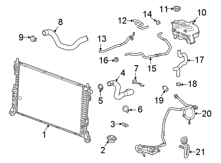 Diagram Radiator & components. for your 2021 Chevrolet Express 2500   