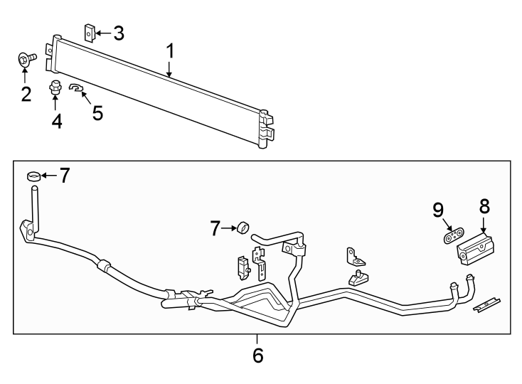 Diagram TRANS OIL COOLER. for your 2021 Chevrolet Silverado 3500 HD LT Crew Cab Pickup Fleetside  