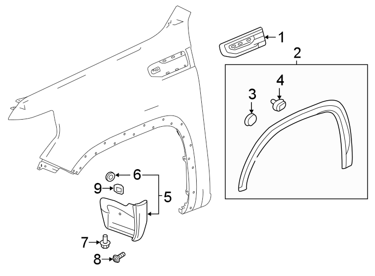 FENDER. EXTERIOR TRIM. Diagram