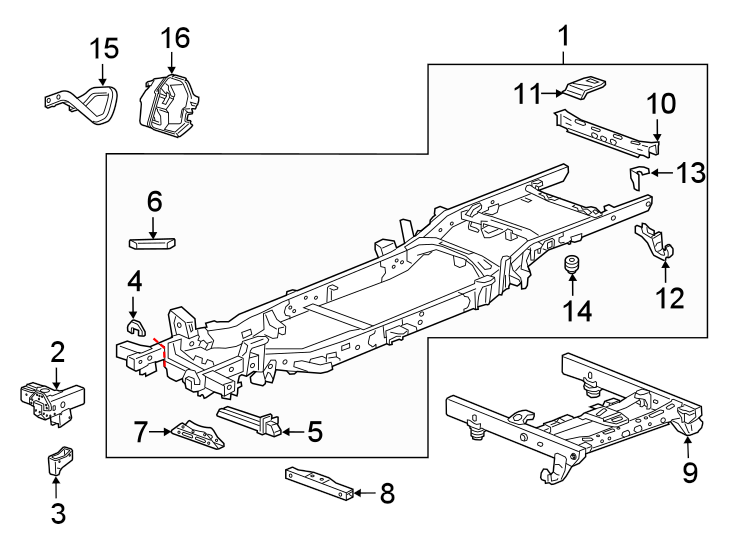 Diagram Frame & components. for your 2018 Chevrolet Suburban    