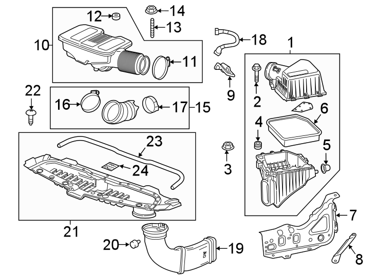 Diagram AIR INTAKE. for your 2017 Chevrolet Spark  LS Hatchback 